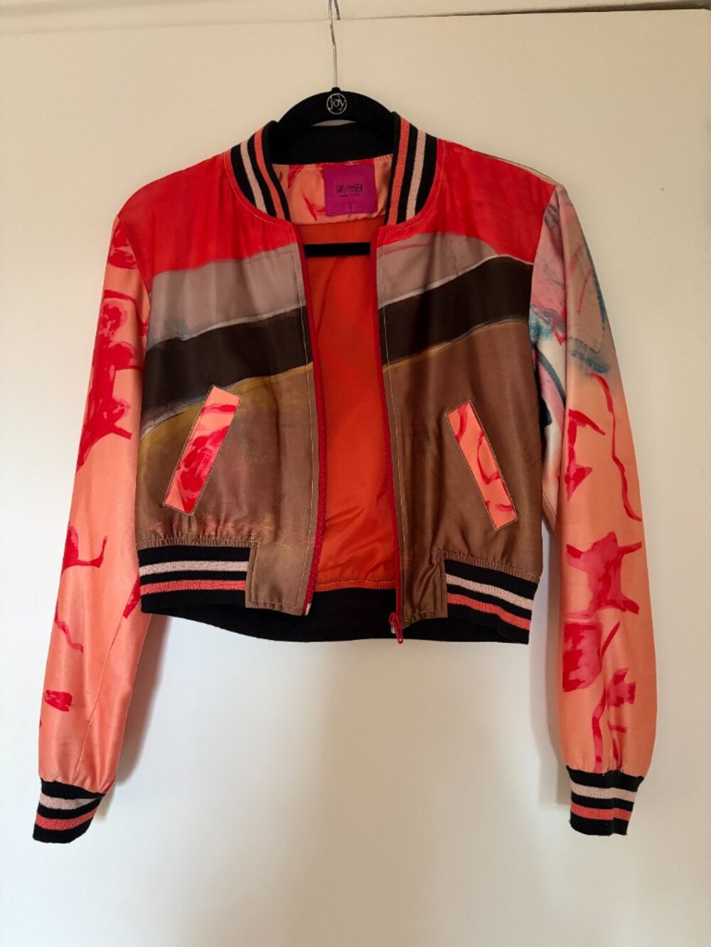 One of a Kind multicolor woman's bomber jacket size small - Picture 5 of 6